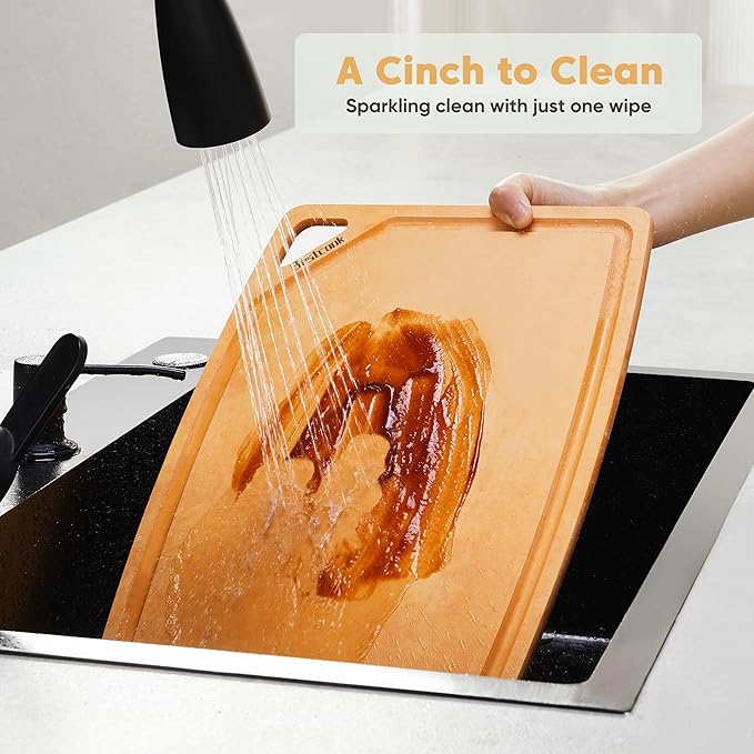 BESTCOOK Wood Fiber Cutting Board Set of 3, Composite Chopping Boards with Juice Groove, Dishwasher Safe, Non-Toxic, BPA-Free, Non-Porous, Non-Slip Feet, Durable for Cutting Meat, Vegetables, Fruit
