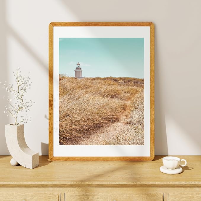 Fun Memories 18x24 Poster Frame - Solid Teak Wood Frame, 18x24 Picture Frame with Mat for 16x20, Wood Frame with Tempered Glass, 24x18 Large Poster Frame for Gallery Wall Display, Natural Teak