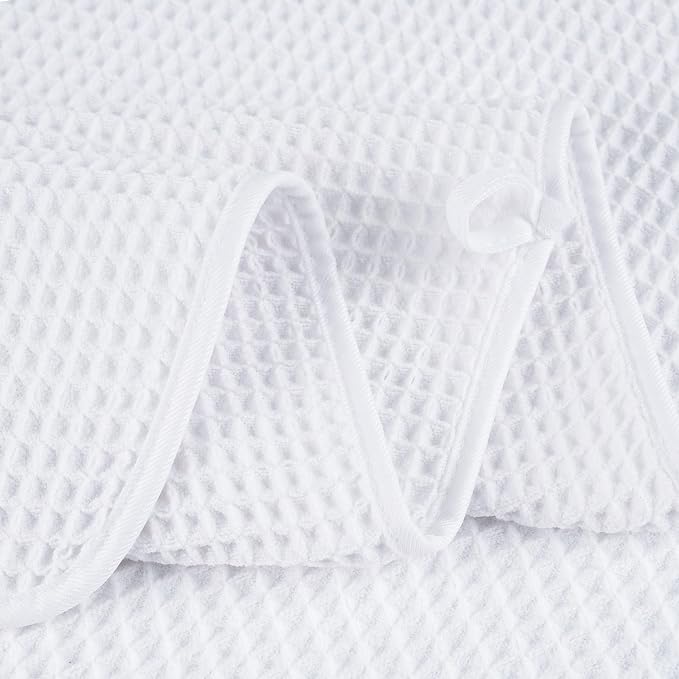 POLYTE 430 GSM Microfiber Quick Dry Lint Free Bath Sheet, 70 x 35 in, Set of 2 (Waffle Weave)