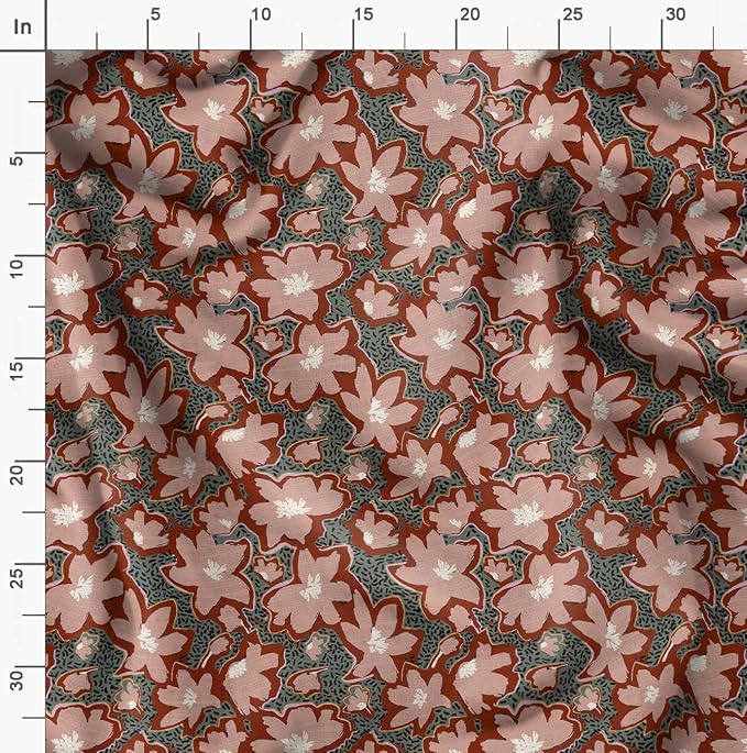 Soimoi Heavyweight Cotton Canvas Fabric Material - 56 Inch Wide, Brown - Floral Print, Ideal for Making Durable Tote Bags, Backpacks, Jackets, Upholstery, Cushions, Outdoor Furniture Covers, 1 Yard