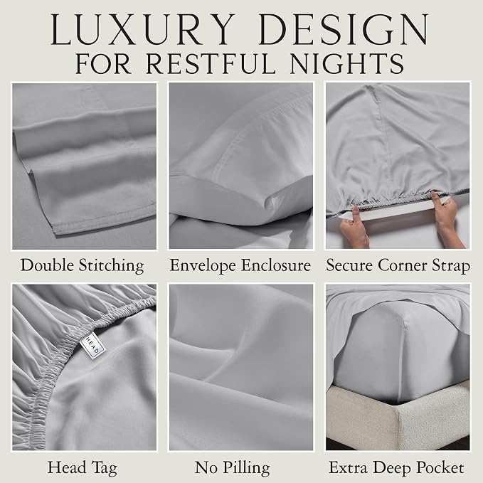 KARISSA MAE Pure Viscose from Bamboo King Size Pillowcase Set | 100% FSC Certified | Luxuriously Soft | Cooling | [Grey Mist]
