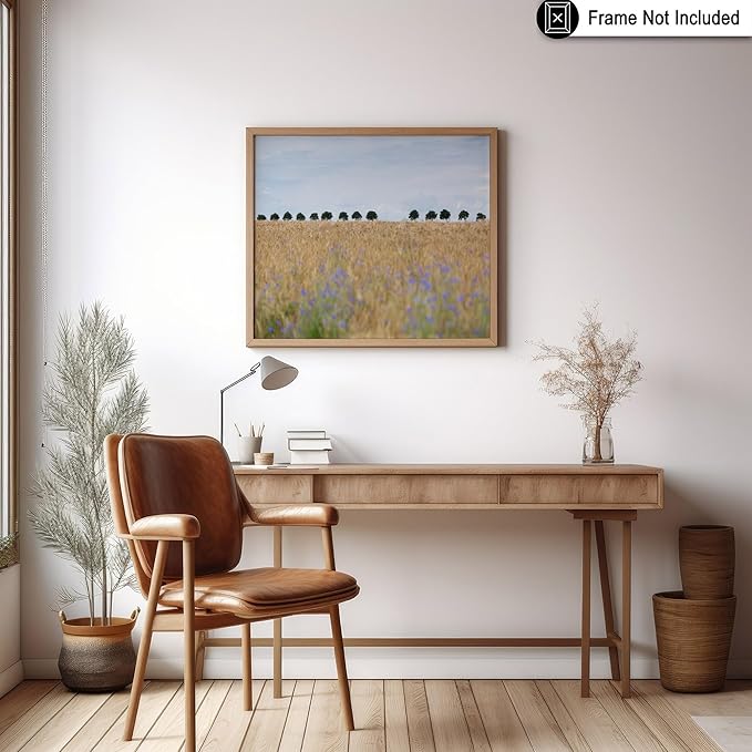 Monem Art Golden Meadow Horizon Landscape Print - Minimalist Nature Photography Poster - Wall Decor for Living Room, Bedroom or Office - 24x32 Unframed Wall Art by Mareike Bohmer