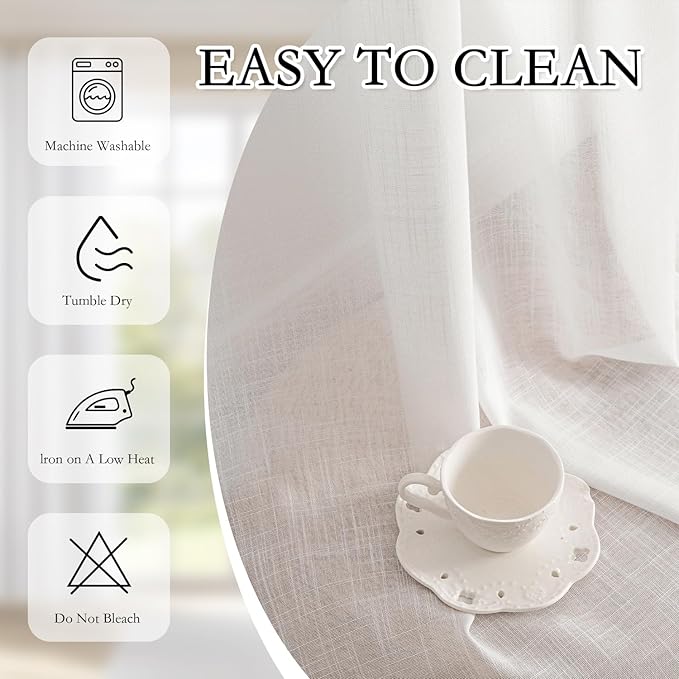 MYSKY HOME 108 Inches Long White Semi Sheer Window Curtains 2 Panels Sets for Sliding Door Back Tab Draperies Floor to Ceiling Curtains Soft Light Filtering Window Drapes for Living Room Dining Room