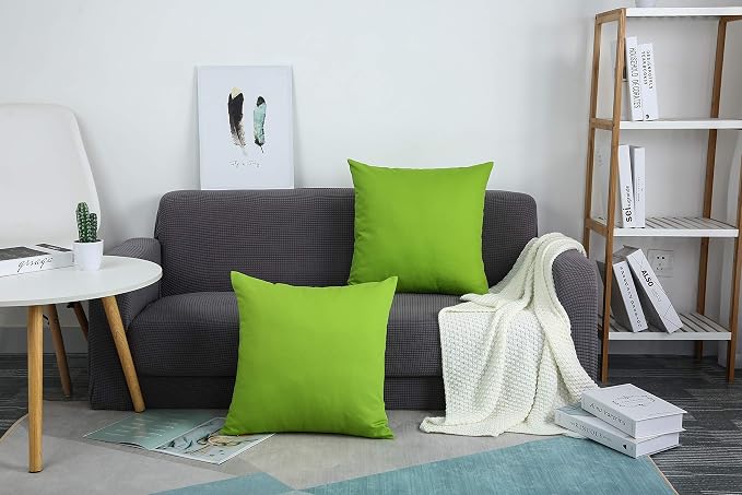 TangDepot 100% Cotton Solid Throw Pillow Cover 12x12 Apple Green | 100% cotton, same-color zip, machine wash & air dry. For living room, bedroom, office, car. 42 colors, 11 sizes. Cover only.