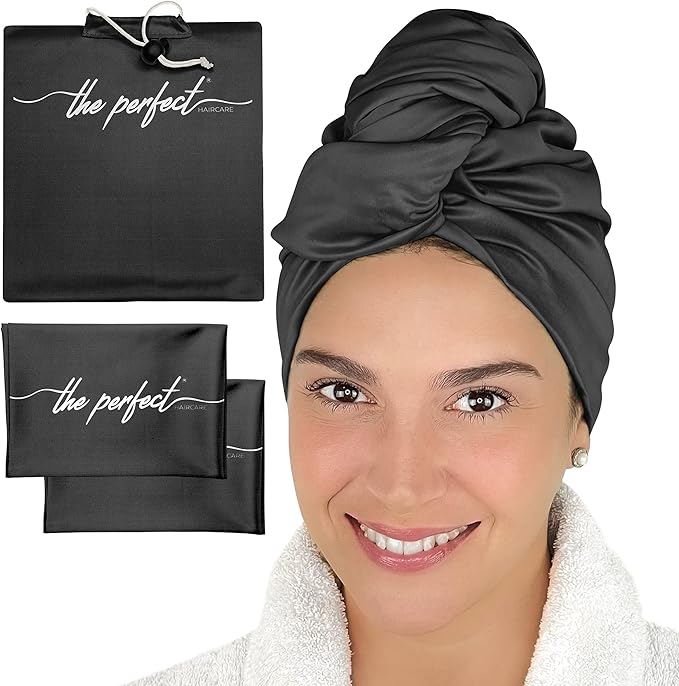 THE PERFECT HAIRCARE Microfiber Hair Plopping Towel Set – Super Absorbent Anti-Frizz Hair Drying Wrap + 2 Curl Scrunching Towels – Fast Drying, Lightweight Wrap for Women, Girls & All Hair Types