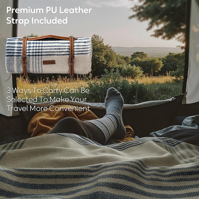 Molithe 100% Wool Blanket, 62" x 86", Warm, Thick, Washable, Military | Great for Camping, Outdoors, Sporting Events, Survival Kits Seablue