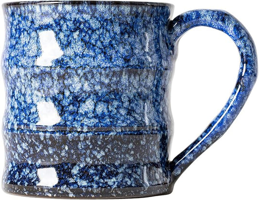 Unique Reactive Glaze Ceramic Coffee Mug - 15 oz Large Coffee Cup with Ergonomic Handle, Sakura Blue Ceramic Mug for Office & Home, Great Birthday Gift for Women, Men & Self-Care, Microwave Safe