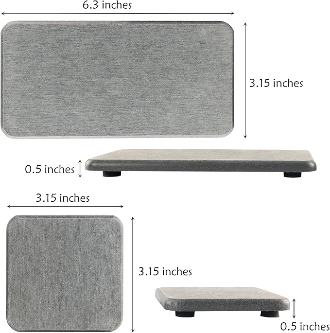 NiuYichee Set of 4 Water Absorbent Diatomite Coasters, Diatomaceous Earth Kitchen Soap Dish, Bathroom Trays, Water Absorbing Stone Used for Hand Soaps & Plants & Toiletries in The Modern Home
