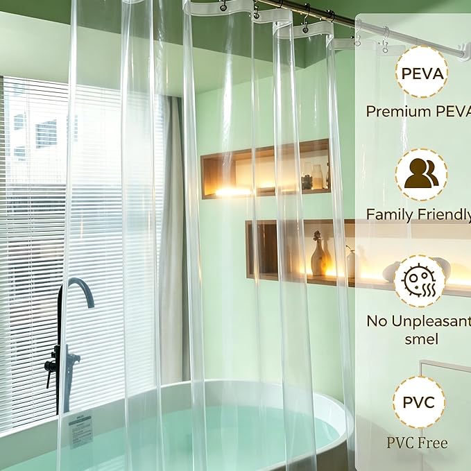82 Inch Shower Curtain Liner with 6 Magnets, PEVA Clear Heavy Duty Weighted Thick Extra Long Shower Liner 72 x 82 for Bathroom(72" W X 82" H)