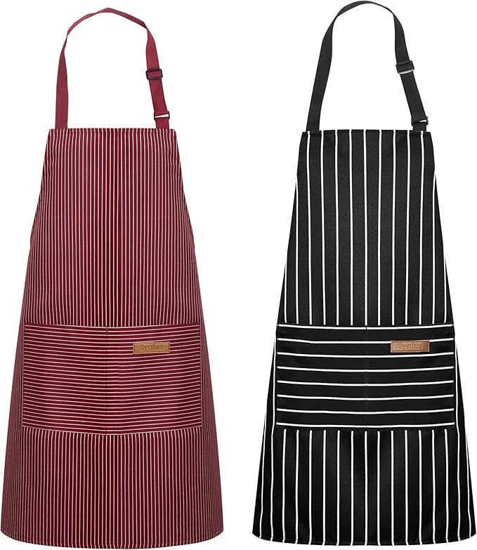 Syntus Apron for Men Women, Adjustable Cooking Kitchen Chef Aprons with 2 Pockets