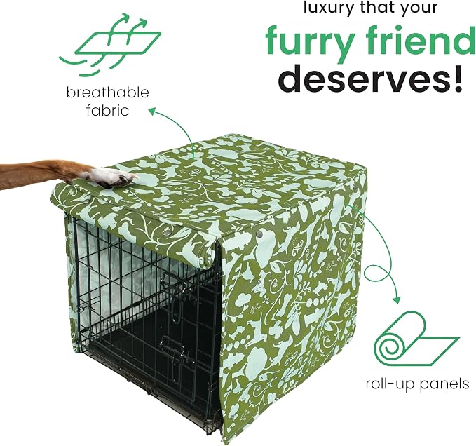 Molly Mutt Amarillo by Morning Dog Crate Cover, 100% Cotton Canvas Cover with 2 Roll-Up Panels, Ideal for Dog or Cat Crate, Durable, Washable, and Free of Harmful Chemicals, 24" x 18" x 21"
