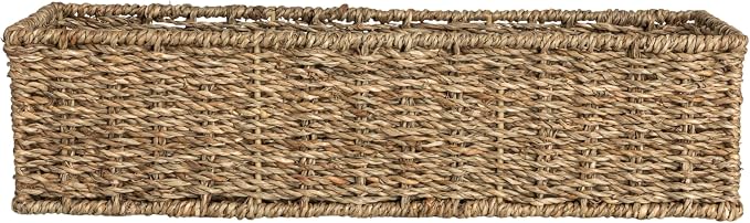 Household Essentials Handwoven Seagrass Rectangular Storage Basket, Natural