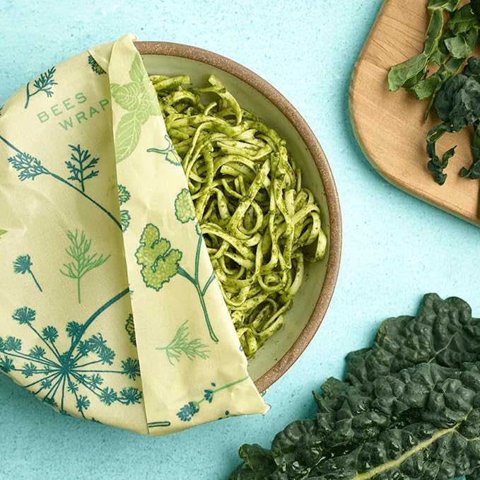 Bee's Wrap Vegan Beeswax Wraps for Food - Cut to Size 14x52" Beeswax Wrap Roll - Plastic Free Made in USA Reusable Natural Food Wrap - Herb Garden