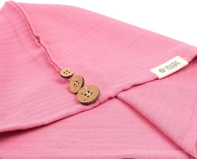 Banana Double Cloth Hair Towel, Hair Wrap for Women, Towel for Long & Short Hair, Anti-Frizz Shower Hair Towels with Button, Quick-Drying Hair Cap Pack of 3 Desert Rose - Pc 3