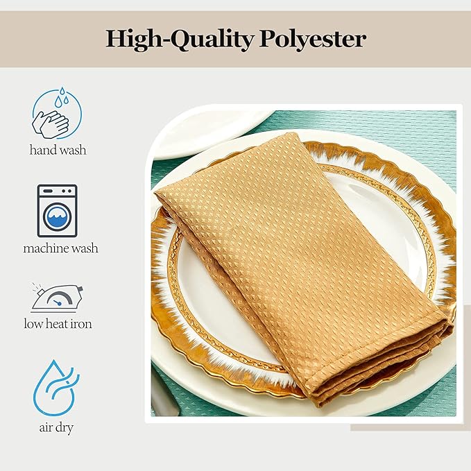 Mebakuk Cloth Napkins Set of 12, Premium 17 x 17 Inch Solid Washable Small Triangle Weave Napkins, Soft Table Napkin for Wedding Party Restaurant Dinner Parties