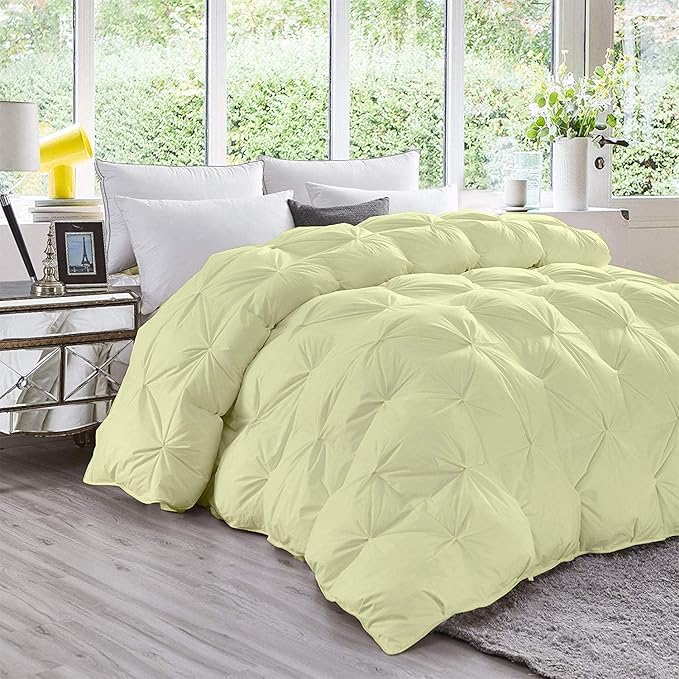 Hypoallergenic 1000-TC Pinch Pleated Down Alternative Comforter Grand King Size 106 x 106 Inches 1pc Comforter & 2 pcs Pillow Covers, 700 GSM & All Side Corner Tabs 100% Egyptian Cotton