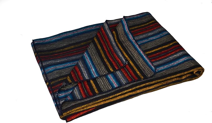 Alpaca Land, Handmade Ecuadorean Alpaca Wool Blankets/Throws (Small Stripe Dark Shades)