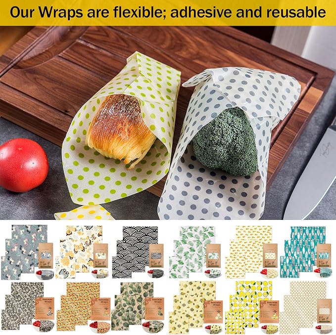 Sustainable Food Preservation With 3 Natural Beeswaxs Cloth Wraps Washable And Reusable Portable Kitchen Supplies