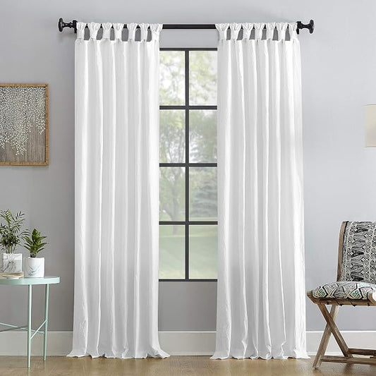 Archaeo Washed Cotton Twist Tab Curtain, 52" x 108", White