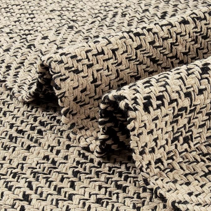 LEEVAN Washable Kitchen/Bathroom/Living Room Rug, 6' x 9', Natural Farmhouse Reversible Carpet for Foyer/Nursery/Decor