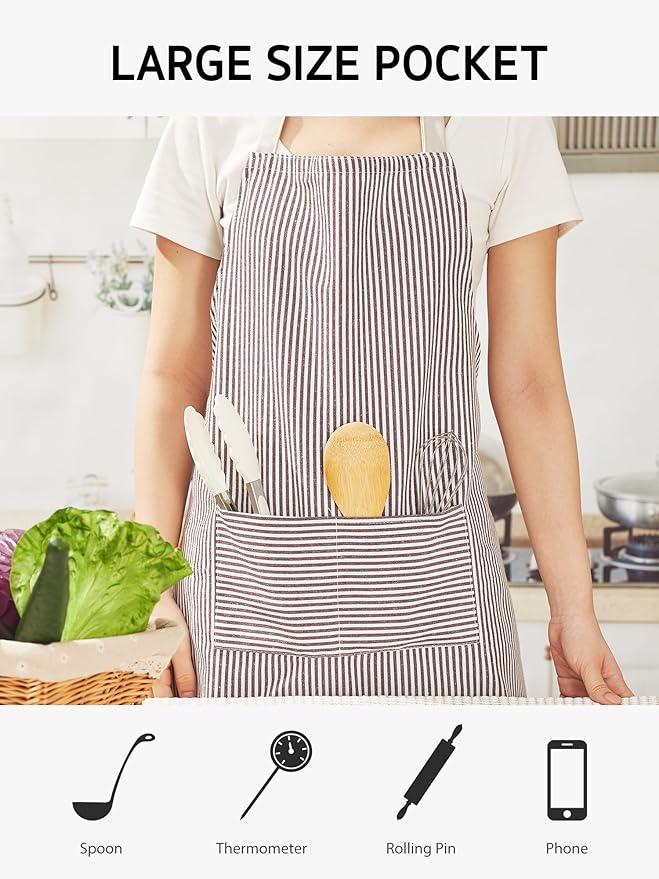 Syntus Apron for Men Women, Adjustable Cooking Kitchen Chef Aprons with 2 Pockets
