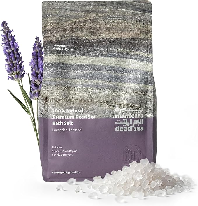 Dead Sea Salts for Soaking - Relaxing Salt Bath Soak for Body Rejuvenation - Natural Mineral Salts - Coarse Dead Sea Salt Bath Salts for Women & Men w/Lavender Infused Essential Oil (2.2lb)