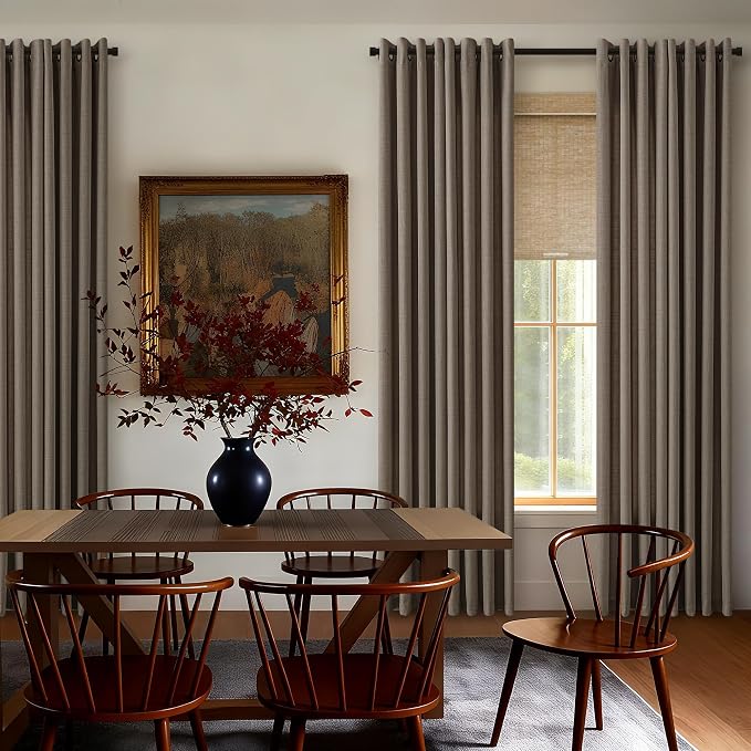 Chocolate Brown 72 Inch Curtains Faux Linen Semi Sheer Light Filtering Privacy Bronze Grommet Drapes Cottagecore Boho Farmhouse Living Room Window Curtains 72 Inches Long 2 Panels Set 52x72