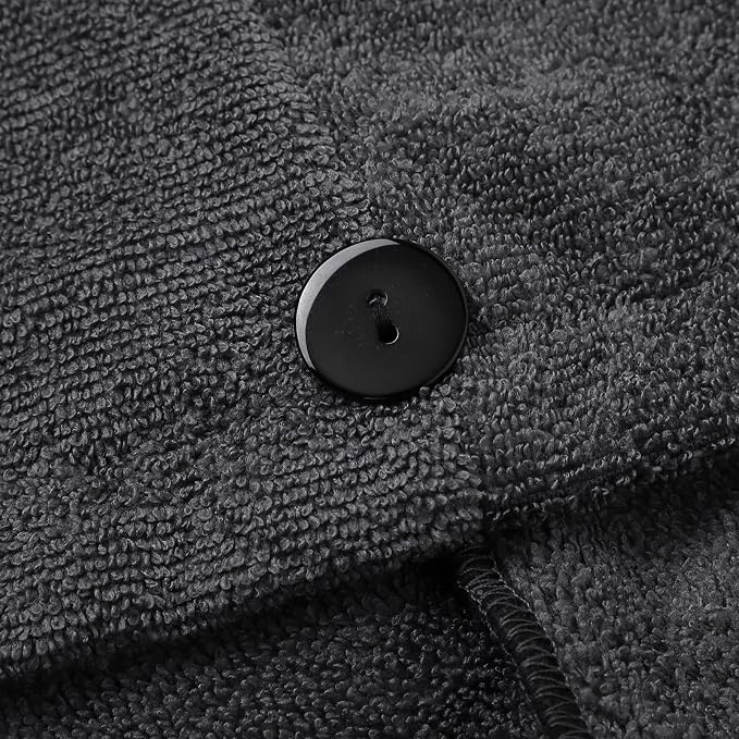 3Pack Grey Microfiber Hair Towel, Hair Towel Wrap for Women, Hair Drying Towel with Button, Hair Wrap Towel for Curly Hair, Hair Turban for Wet Hair (Grey 3 Pack, 10Wx28L)