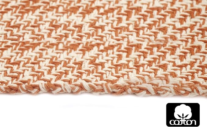 COTTON CRAFT Woven Area Rug - Reversible Boho Farmhouse Rustic Cotton Throw Rug Carpet with Fringe - Machine Washable Mat for Bedroom Living Room Entryway Bathroom Dorm - 22x34 - Terracotta Natural