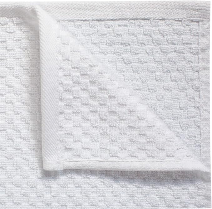 COTTON CRAFT Euro Spa Waffle Wash Cloth - Set of 12 Luxury Pure Ringspun Cotton Waffle Weave Bathroom Face Towel - Everyday Plush Absorbent Hotel Gym Shower Beach Kitchen Travel Dorm - 12x12 - White