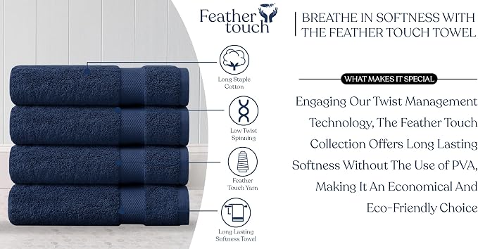 Organic Cotton Luxuriously Plush Bath Sheet Pack of 4 | GOTS & OEKO-TEX Certified | Premium Hotel Quality Towels | Feather Touch Technology|650 GSM Long Staple|Soft, Quick Dry & Ultra-Absorbent