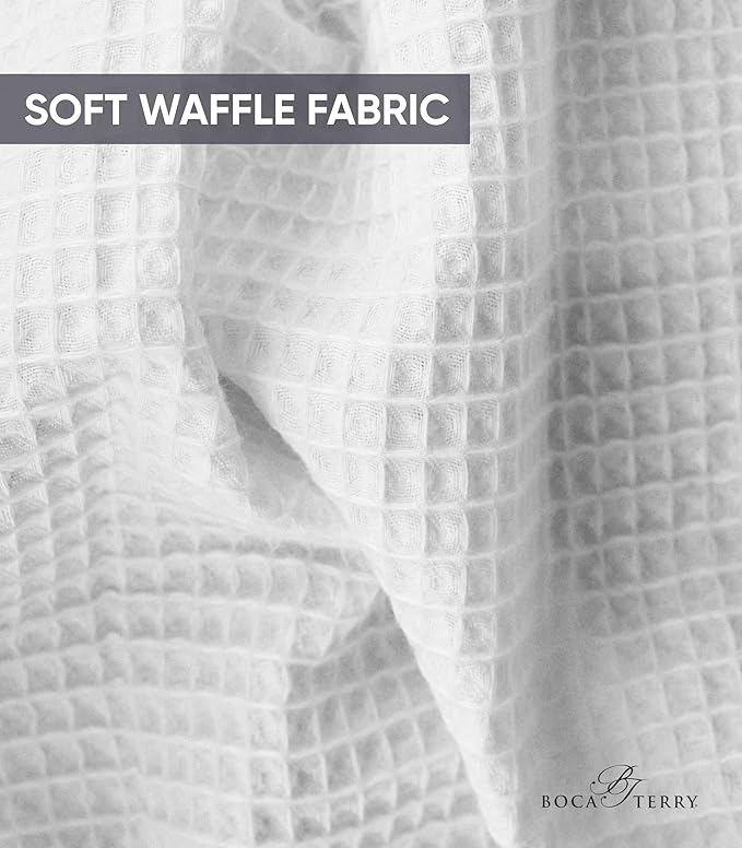 Waffle Robe for Women by BOCA TERRY, Soft Cotton Spa Robes for Summer, Lightweight Knit Waffle Bathrobe, Kimono Bathrobes