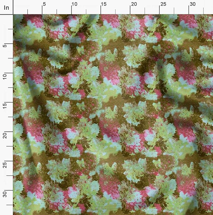 Soimoi Unstitched Crepe Fabric, 1 Yard - 42" Wide, Green - Floral Print, Soft and Light Weight Fabric Material for Suits, Garments, Dresses and Accessories
