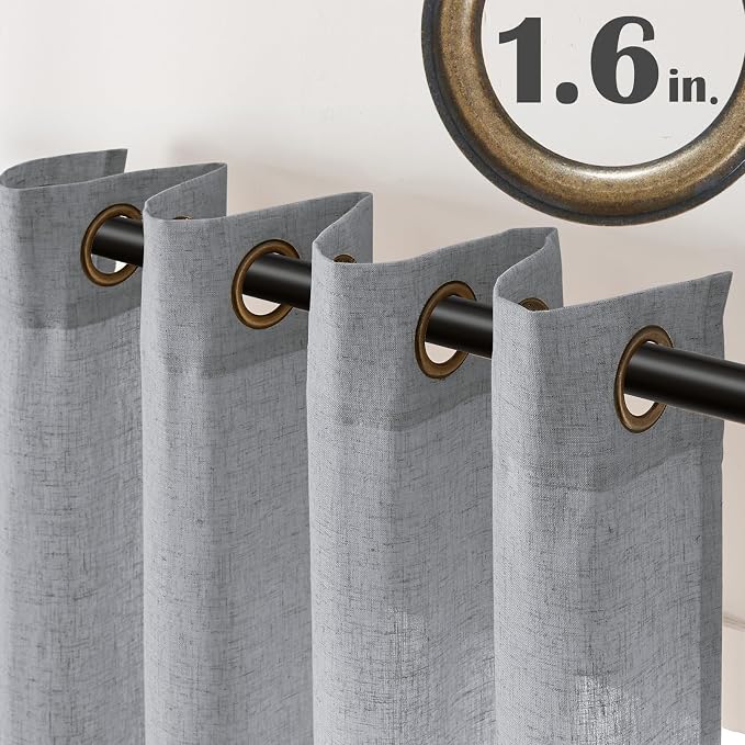 jinchan Grey Sheer Curtains 63 Inch Length for Door Window Light Weight Two Pages Curtains for Living Room Light Filtering Grommet Drapes Semi Transparent Drapes Providing Privacy for Bedroom 50"Wide