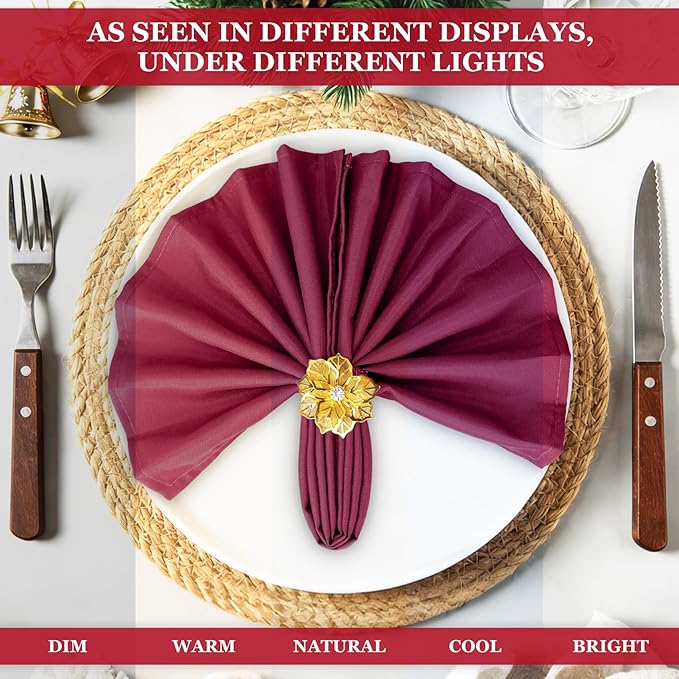 SuperO Set of 80 Cloth Napkins 17 x 17 Inch, Polyester Solid Washable Dinner Napkins with Hemmed Edges,Great for Restaurant, Wedding and Party(Burgundy)