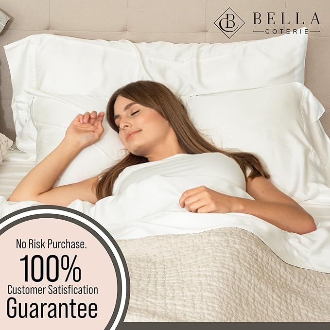 Bella Coterie | Luxury Bamboo Viscose Standard Size Pillowcase Set | 100% Organically Grown | Ultra Soft | Cooling | 2 Pcs [Ivory]