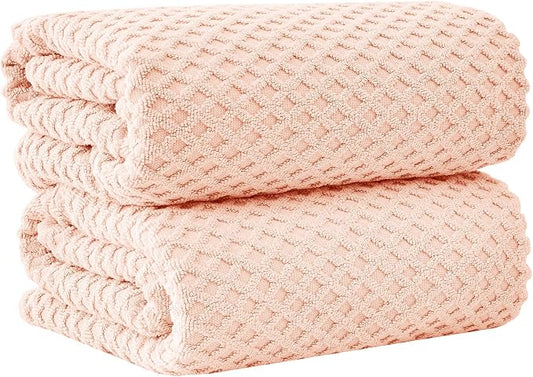 Great Bay Home Oversized Bath Sheets - 100% Cotton 2 Pack 68x35 Extra Large Towel - Absorbent, Durable, Quick-Dry Towels for Bathroom (Pink)