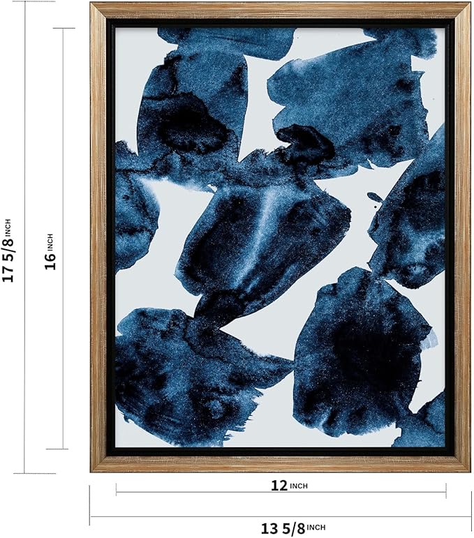 Monem Art Blue Abstract Watercolor Texture Print - Minimalist Modern Art Poster - Wall Decor for Living Room, Bedroom or Office - 12x16 Silver Framed CANVAS Wall Art by Mareike Bohmer