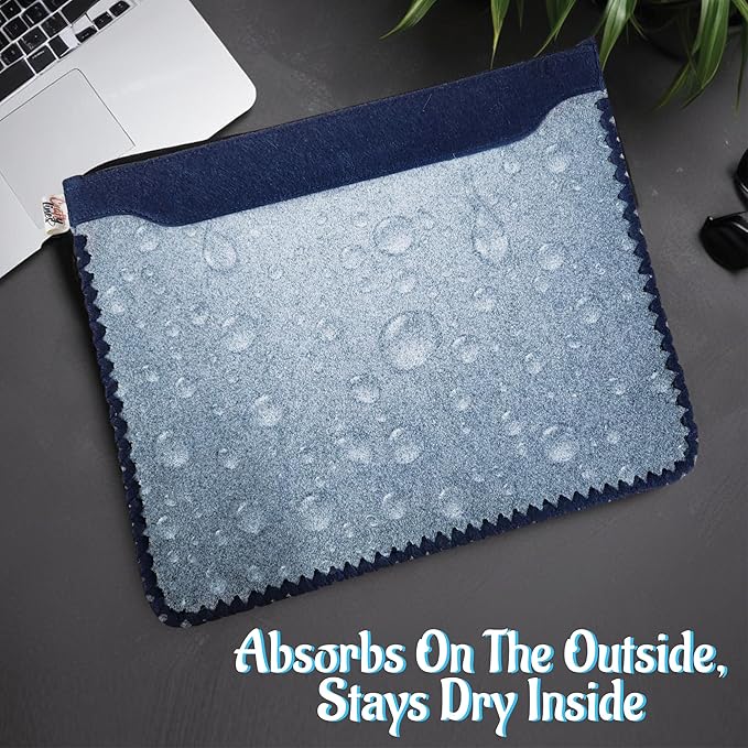 Eco-Friendly Laptop Sleeve 14 Inch Recycled from 16 Plastic Bottles - Laptop Case Sleeve - Protective Computer Carrying Cover- Briefcase Handbags for Business, Office (Grey/Blue)
