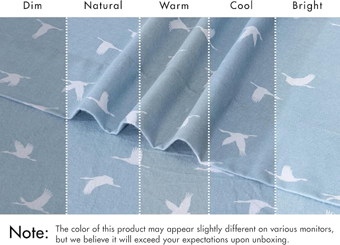 RUVANTI Flannel Sheets King Size - 100% Cotton Double Brushed King Bed Sheets Set - Deep Pockets 16 Inches - All Seasons Breathable & Extra Soft - Warm & Cozy, 4 Piece, We Fly
