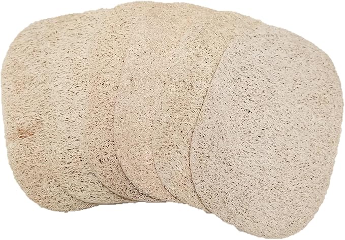 WOCATS 6 Pack Natural Loofah Sponges for Dishes & Bath - Biodegradable, Eco-Friendly Kitchen Scrubber & Body Exfoliator, Non-Scratch, Durable, Reusable