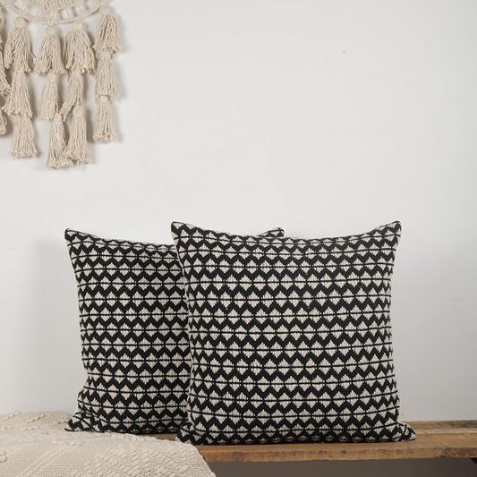 Trade Star Set of 2 Handloomed Pillow Covers Throw Pillow Case Decorative Cushion Covers Cotton Premium Quality Pillow Shams Farmhouse Decor 18x18 Inches