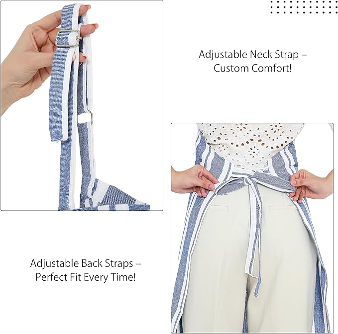 Encasa XO Cotton Kitchen Aprons for Women & Men with Pocket & Towel Loop, Adjustable Neck & Back Strap for Cooking, Baking