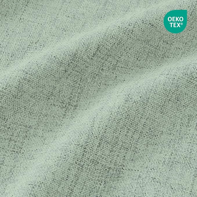 CUCRAF Linen 100% Blackout Curtains 96 Inch Length 2 Panels Set, Back Tab and Rod Pocket Curtain for Living Room Bedroom, Room Darkening Window Drapes Thermal Insulated, (52x96 inch, Sage Green)