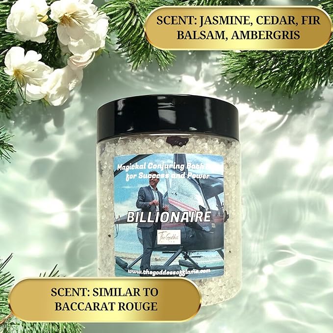 Billionaire Bath Salts – Spiritual Bath for Abundance & Wealth Energy – 12oz Luxury Soaking Salts for Manifestation, Witchcraft Supplies, Wiccan & Metaphysical Rituals