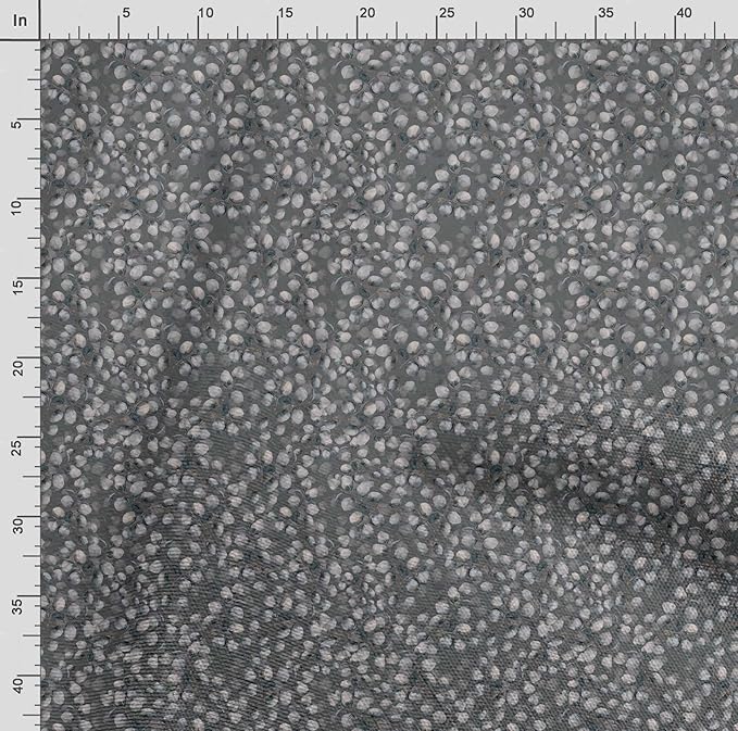 Soimoi Luxurious 58" Wide Gray - Leaves Printed, Cotton Jersey Fabric - Perfect Material for Clothing, Home Decor, Craft Projects, 1 Yard