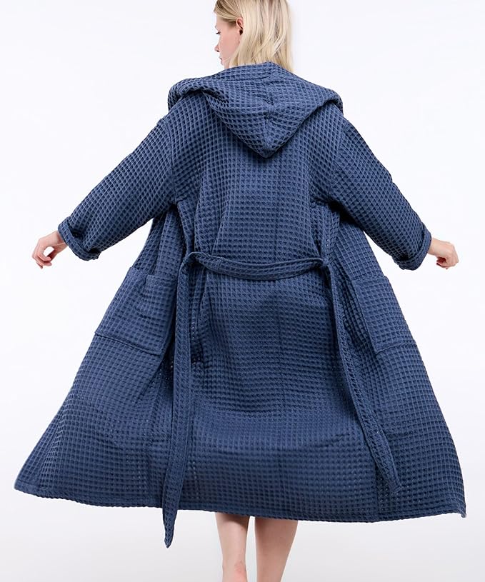 100% Turkish Cotton Waffle Bathrobe for Women