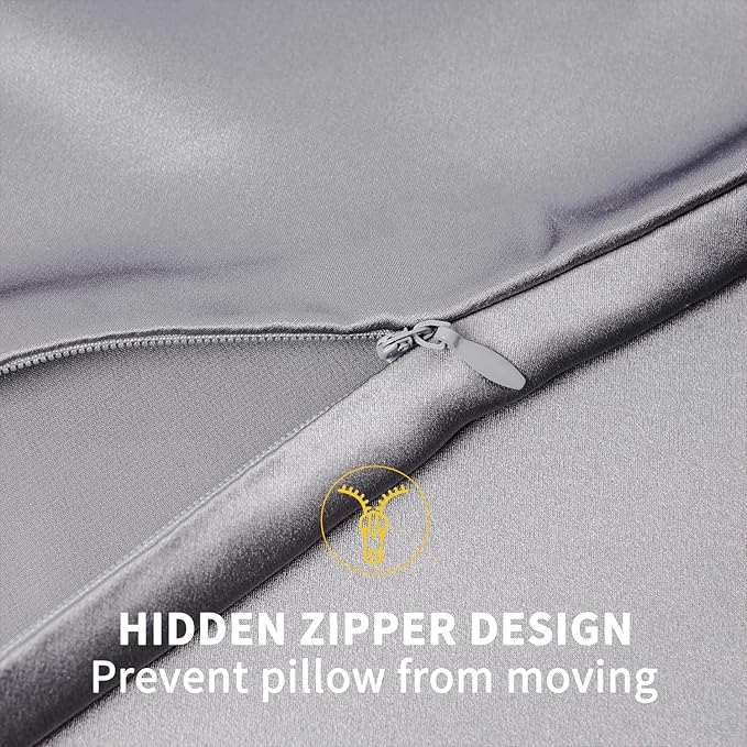 ZIMASILK 100% Pure Mulberry Silk Pillowcase for Hair and Skin Health,Soft and Smooth,Both Sides Premium Grade 6A Silk,600 Thread Count,with Hidden Zipper,1pc (Queen 20''x30'',Silver Grey)