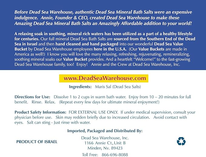 Dead Sea Warehouse - Dead Sea Salts for Soaking - 100% Dead Sea Mineral Bath Salts - Great for Soothing Muscles Aches, Relaxation, Alleviate Skin Issues - Unscented - 5lbs - (2 Pack)