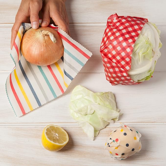 NOW DESIGNS Dots & Stripes Beeswax Wrap 3 Pack, 3 CT